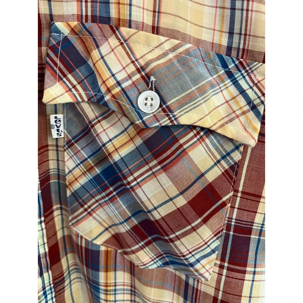 Vintage Levis Mens Plaid‎ Short Sleeve
